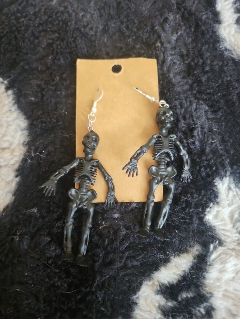 Black Skeleton Dangle Earrings for Kids - Playful Halloween Jewelry